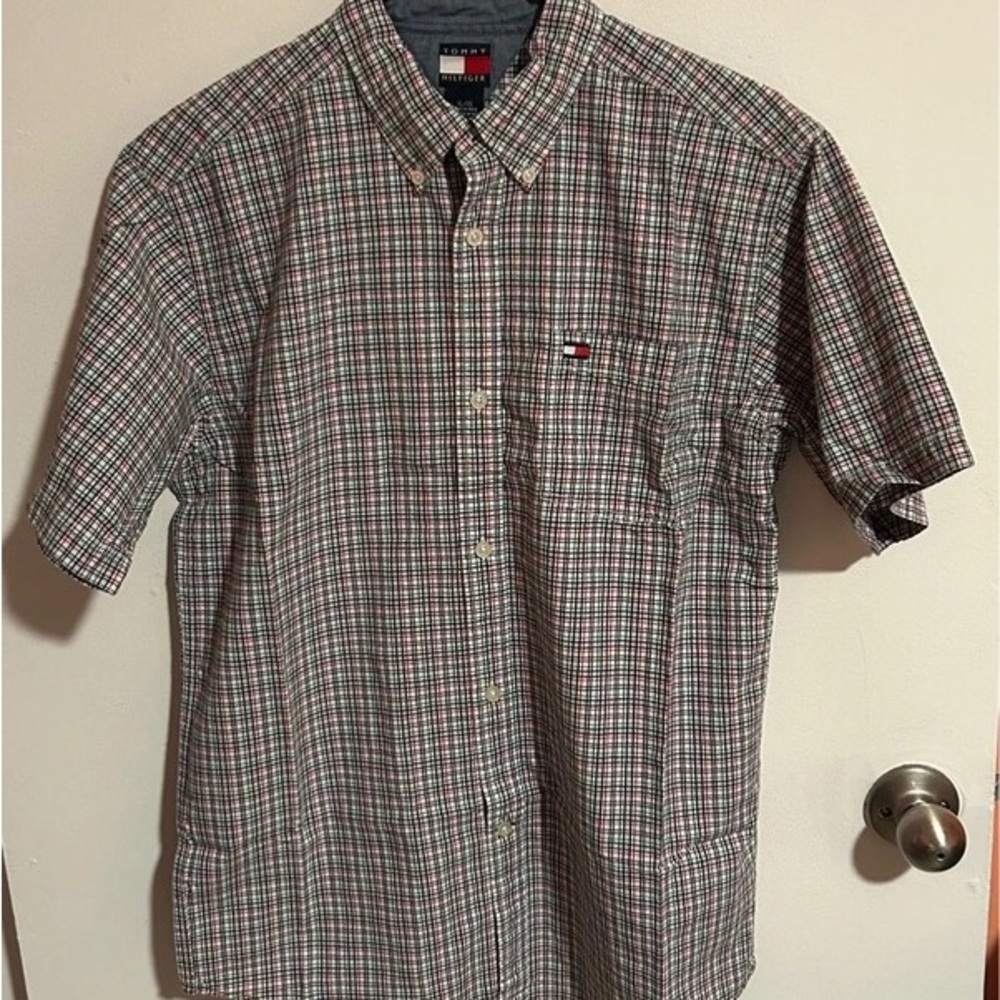 Tommy Hilfiger Men's Checkered Shirt - Red, Green, and White